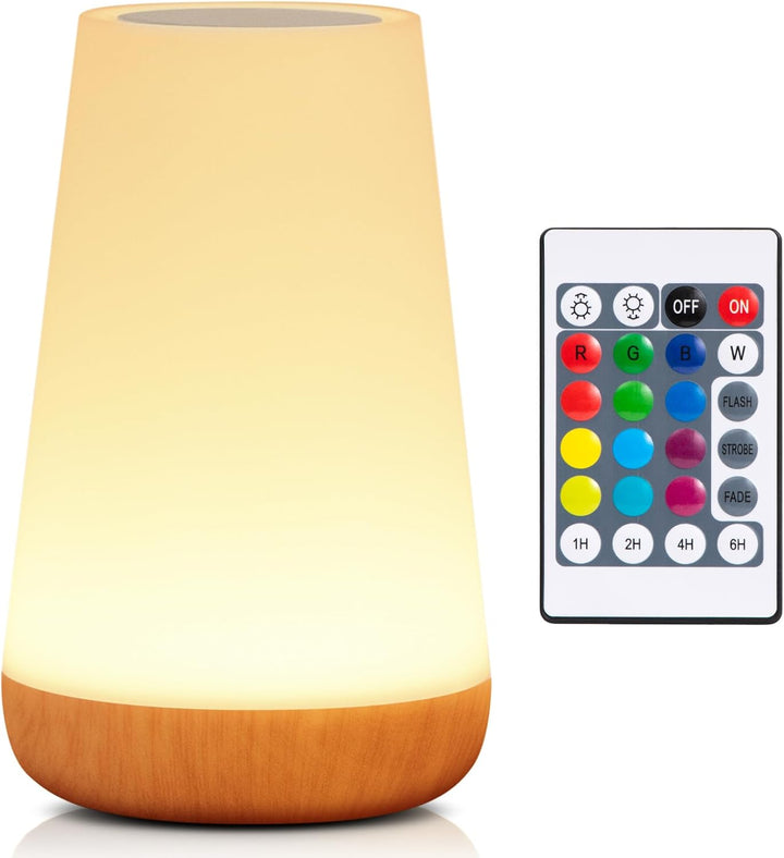Nattelys, LED Touch Natbordlampe, 13 RGB Farver Skiftende