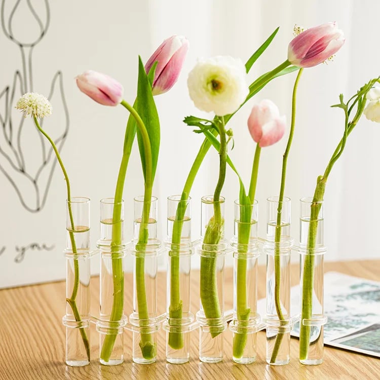 Fleksible Blomster Vaser med Hængsler | Moderne Glasrør Vase