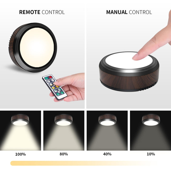 Leastyle Fjernbetjent Led Puck Lys, dæmpbart batteridrevet Under Skab Lys - 6 Pakke Naturlig Hvid