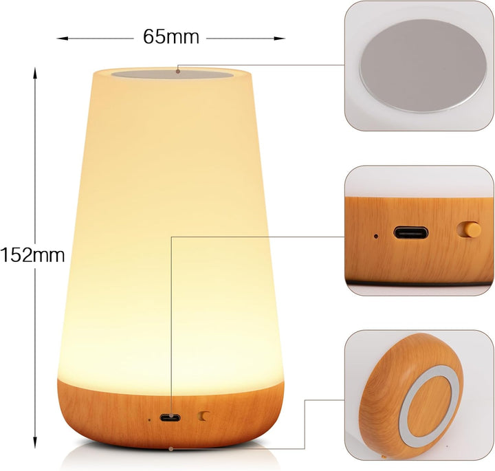 Nattelys, LED Touch Natbordlampe, 13 RGB Farver Skiftende