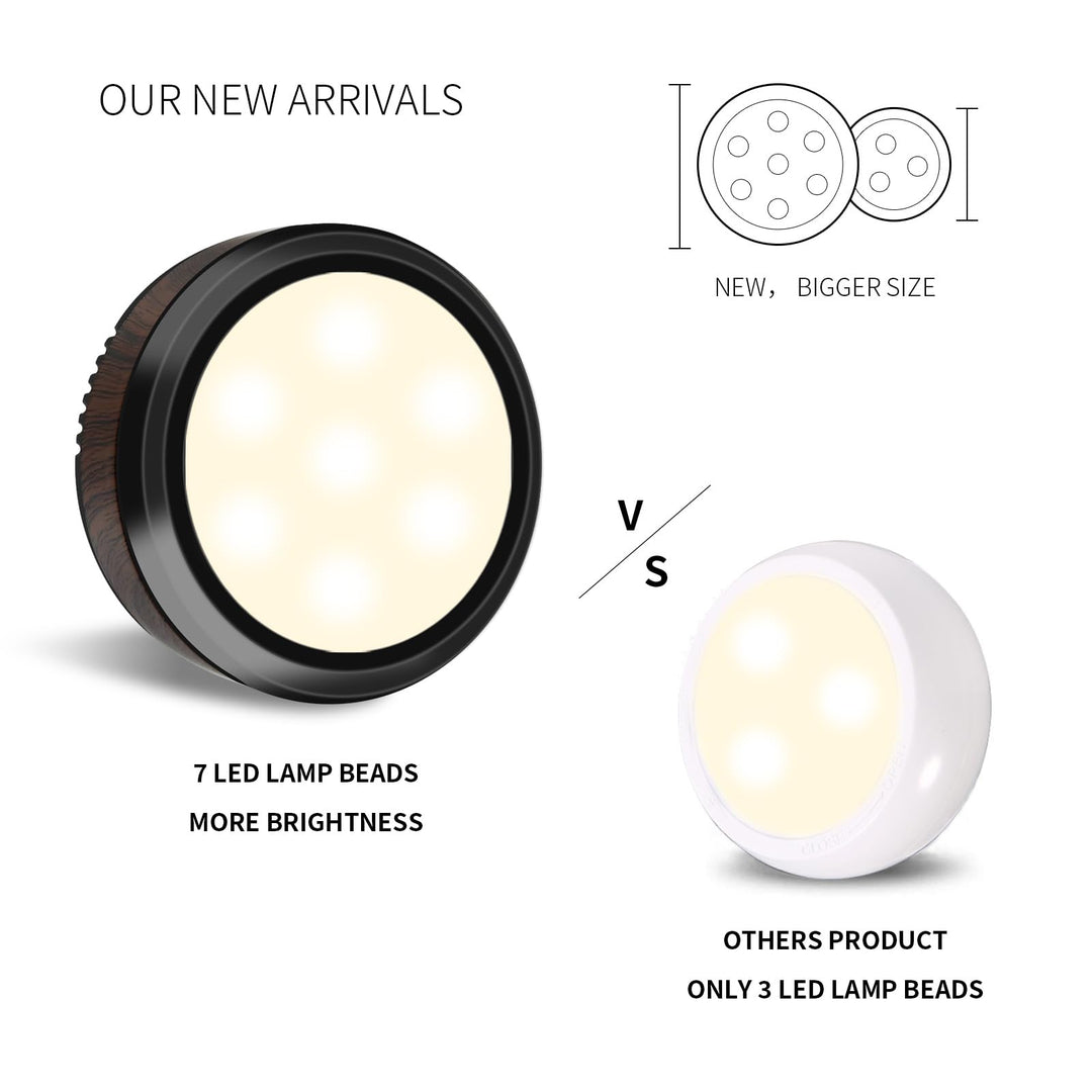 Leastyle Fjernbetjent Led Puck Lys, dæmpbart batteridrevet Under Skab Lys - 6 Pakke Naturlig Hvid