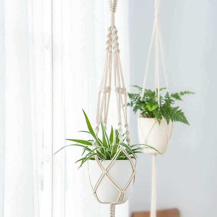 4-delt håndlavet Boho makramé planteophængsæt