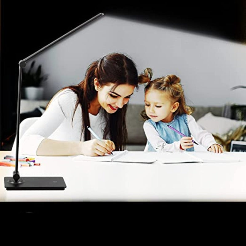 LED skrivebordslampe, berøringskontrol skrivebordslampe med 3 lysstyrkeniveauer, dæmpbar kontorlampe med justerbar arm, foldbar bordlampe til skrivebord, soveværelse, natbord, kontor