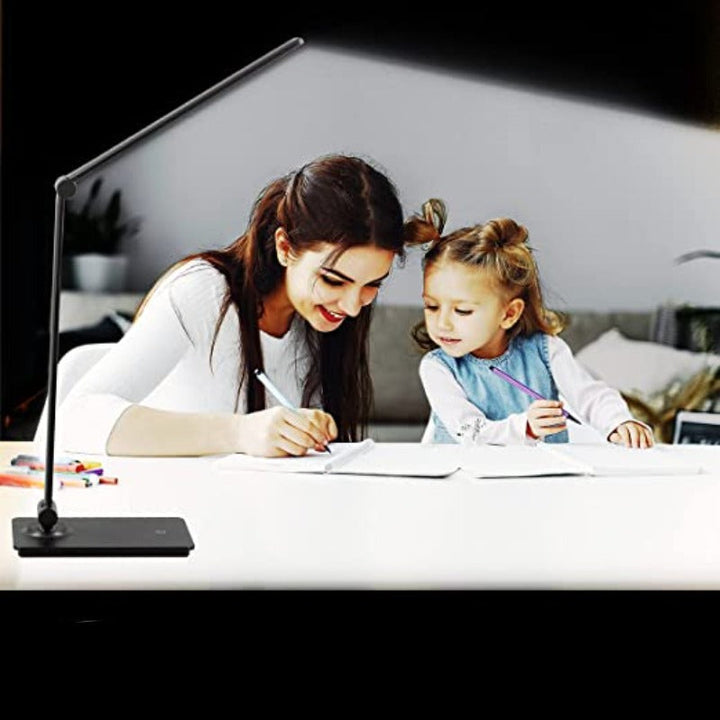LED skrivebordslampe, berøringskontrol skrivebordslampe med 3 lysstyrkeniveauer, dæmpbar kontorlampe med justerbar arm, foldbar bordlampe til skrivebord, soveværelse, natbord, kontor