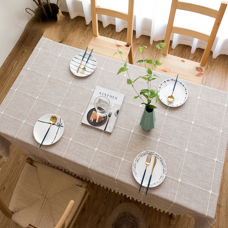 Vandtæt Oliebestandig Rektangulær Dug i Bomulds- og Linnedmateriale, Krølfri Dug til Køkken, Spisestue, Buffet, Fest