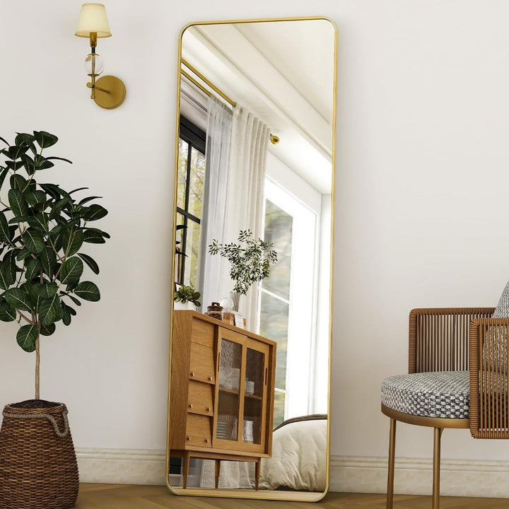 Elegant Guld Aluminiumramme Helkropsspejl med Stativ
