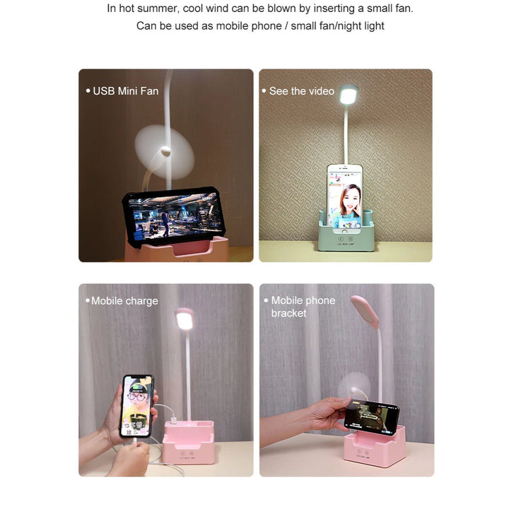 Skrivebordslampe med telefonholder