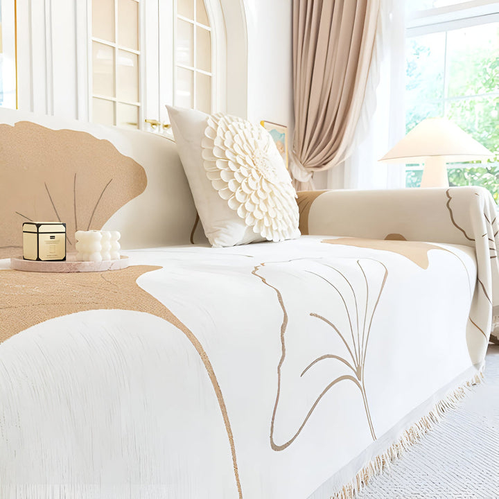Pastoral Stil Ginkgo Blad Sofa Dække
