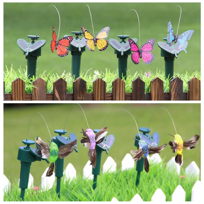 Solcelledrevet dansende kolibri og sommerfugl