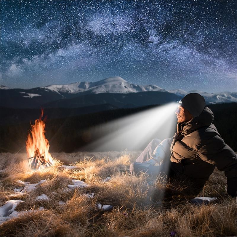 Aftagelig LED Hovedlampe Beanie Hat
