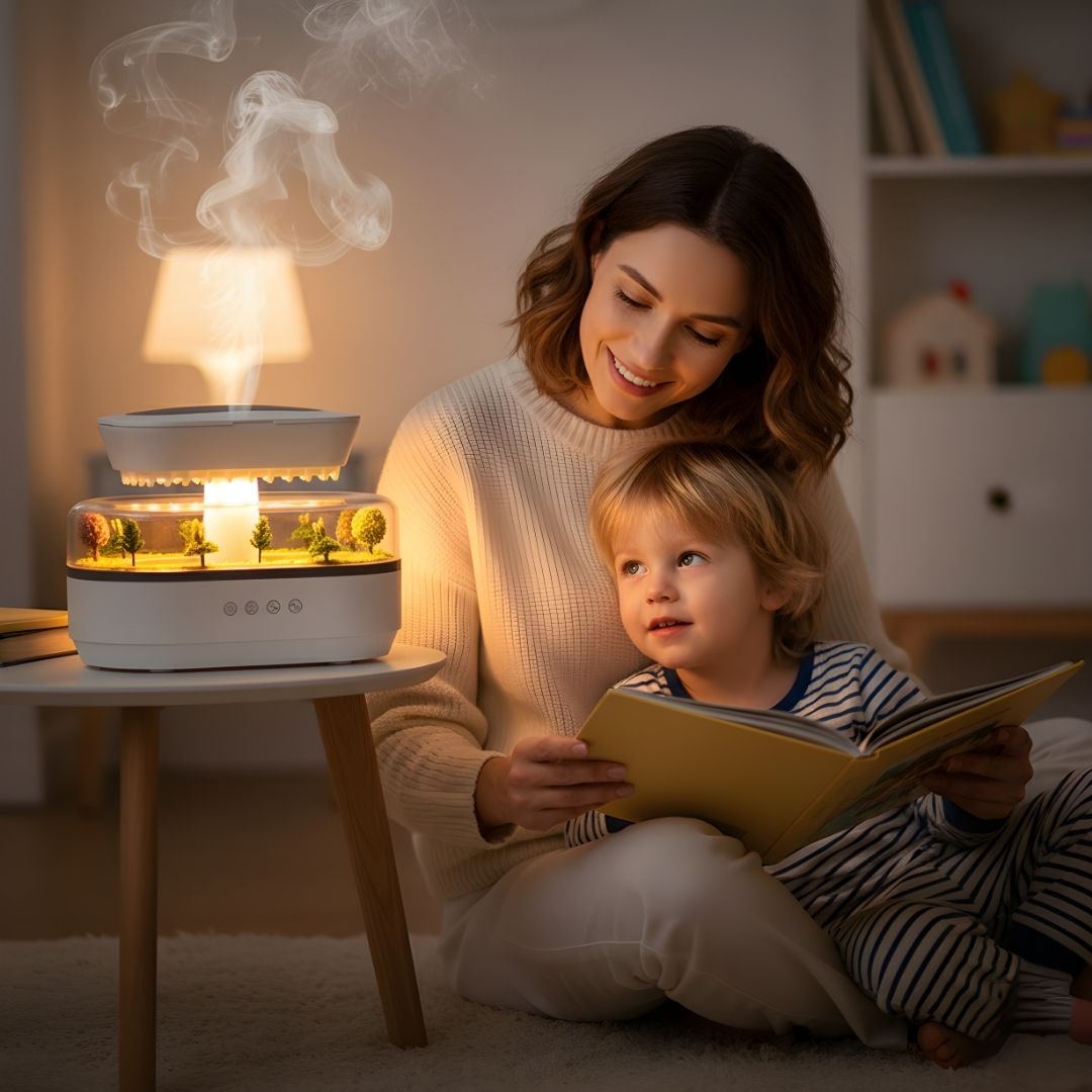 Tør-Luft Løsning – Stille LED Natlys – Beroligende Hud &amp; Åndedræt – Rolig Afslappende Søvn til Hjemmet &amp; Soveværelset
