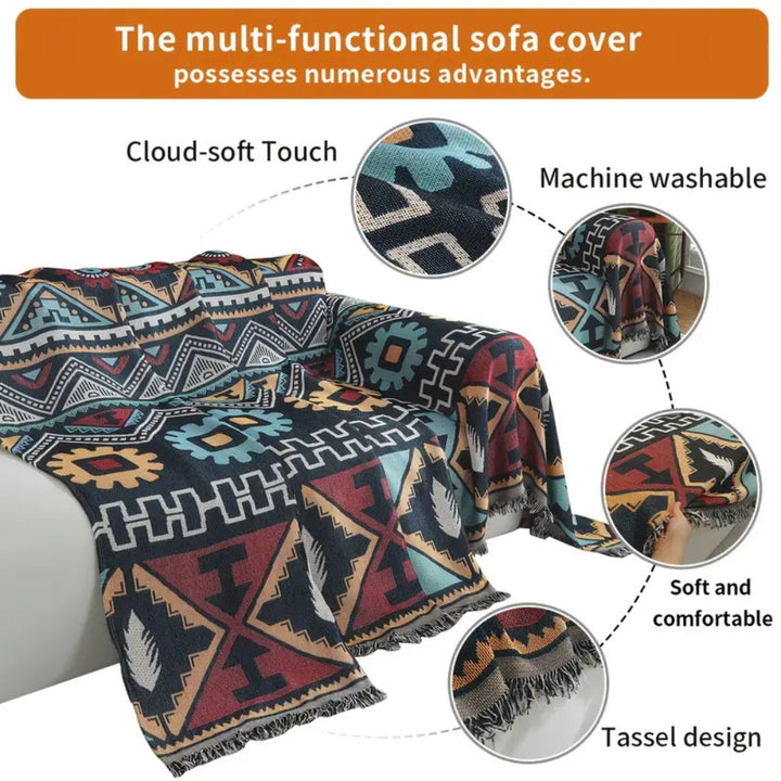 Aztec Geometrisk Mønster Sofa Dække