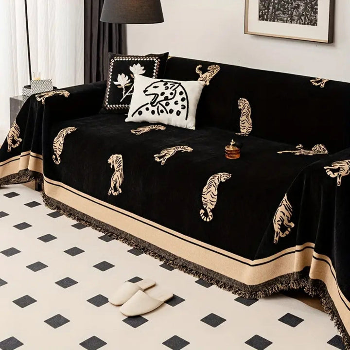 Safari Tiger Chenille Sofa Dækken