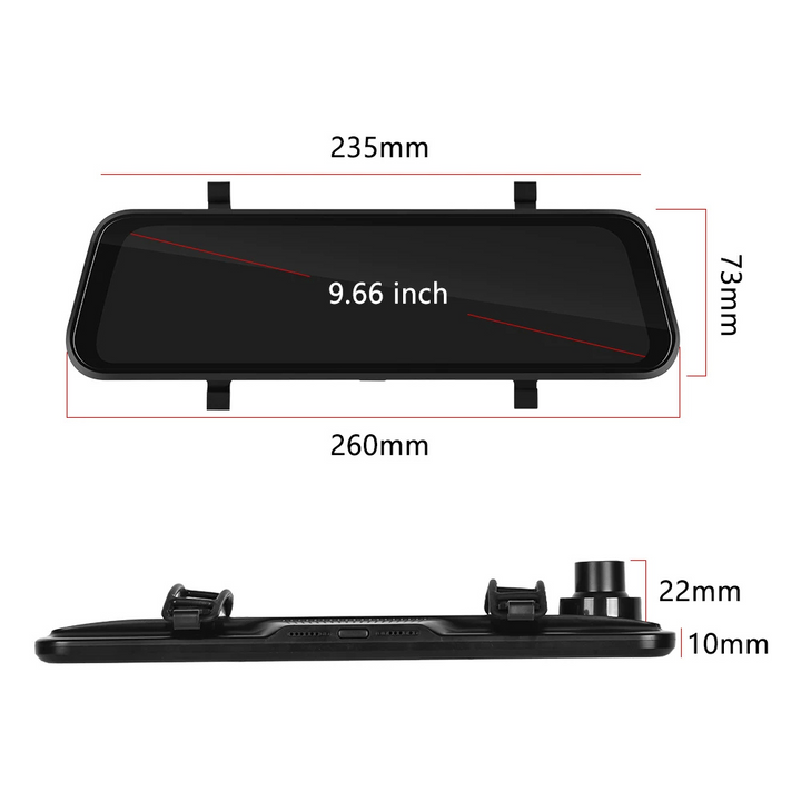 VisionMirror Pro – Ultra HD Spejl Dash Cam med Trådløs CarPlay &amp; Android Auto