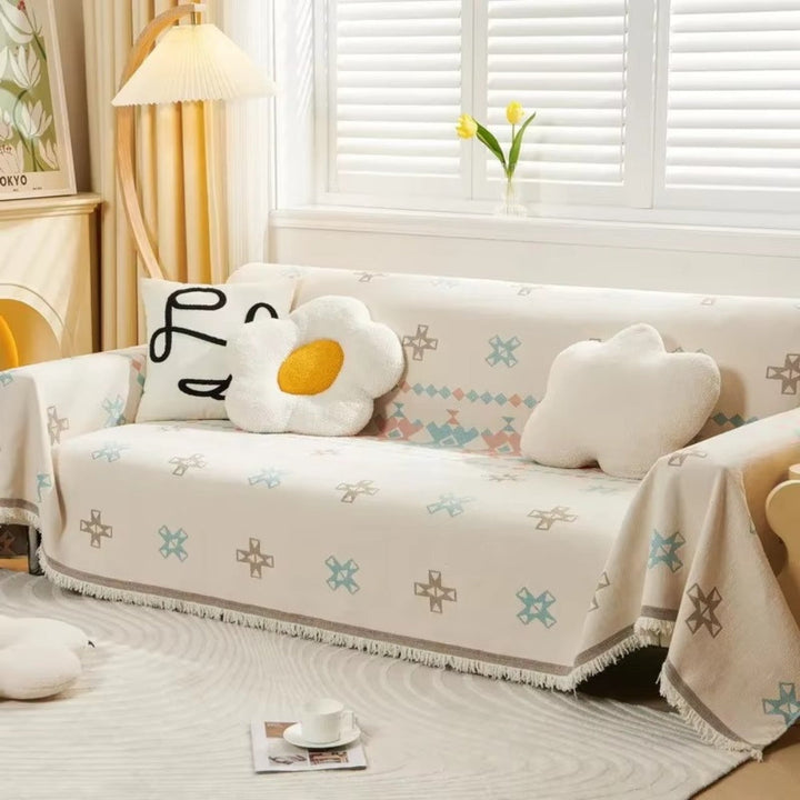 Meringue Chenille Geometri Sofa Betræk