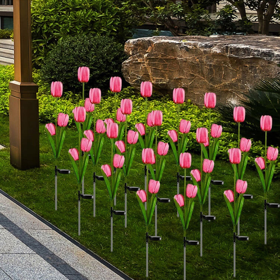 Solar Tulip Plænelampe Udendørs Have LED Tulipan Blomsterlampe Jordspyd Landskabsbelysning