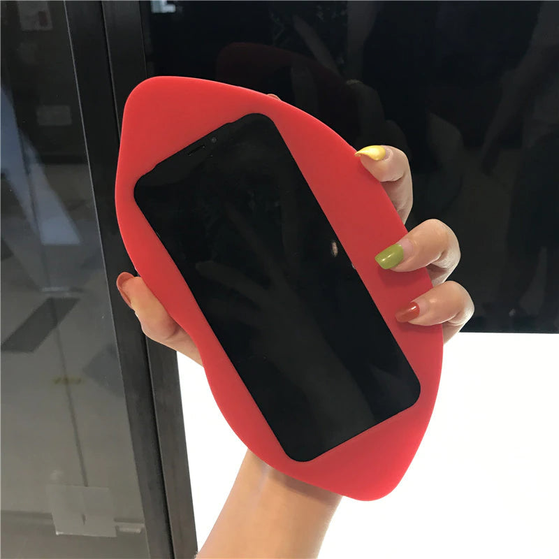 3D Store Røde Læbe Mund Kys Blød Silikone Skulder iPhone Covers