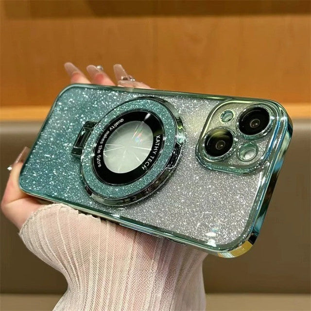 Glitter Magnetisk Ring Stativ Telefon Etui