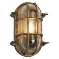Antik Messing & Ribbet Glas Udendørs Vintage Oval Overfladelampe Væglampe 248mm