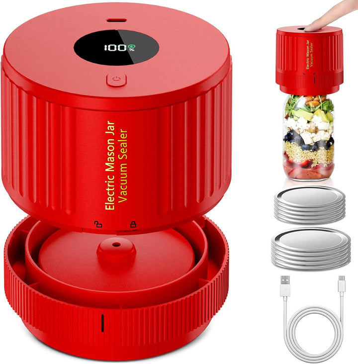 Elektrisk Mason Jar Vakuumforsegler Sæt - Bevar Friskheden Hurtigt!