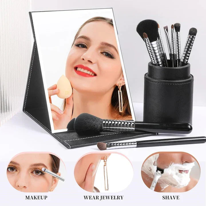 Kompakt makeup-spejl med stativ