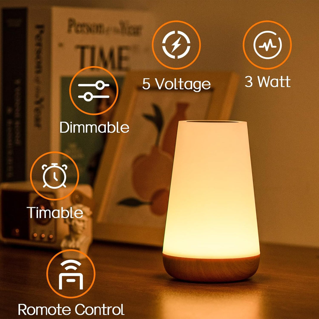 Nattelys, LED Touch Natbordlampe, 13 RGB Farver Skiftende