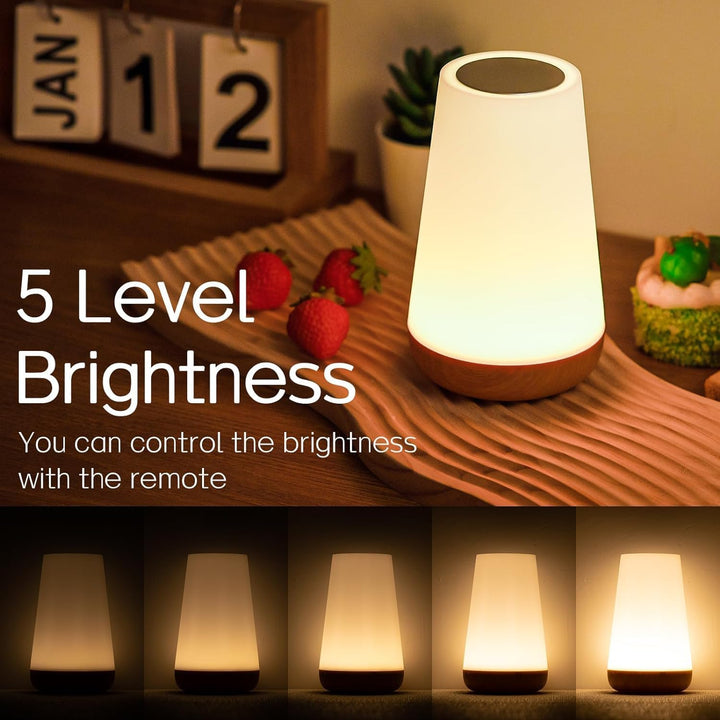 Nattelys, LED Touch Natbordlampe, 13 RGB Farver Skiftende