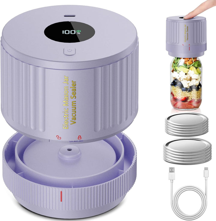 Elektrisk Mason Jar Vakuumforsegler Sæt - Bevar Friskheden Hurtigt!