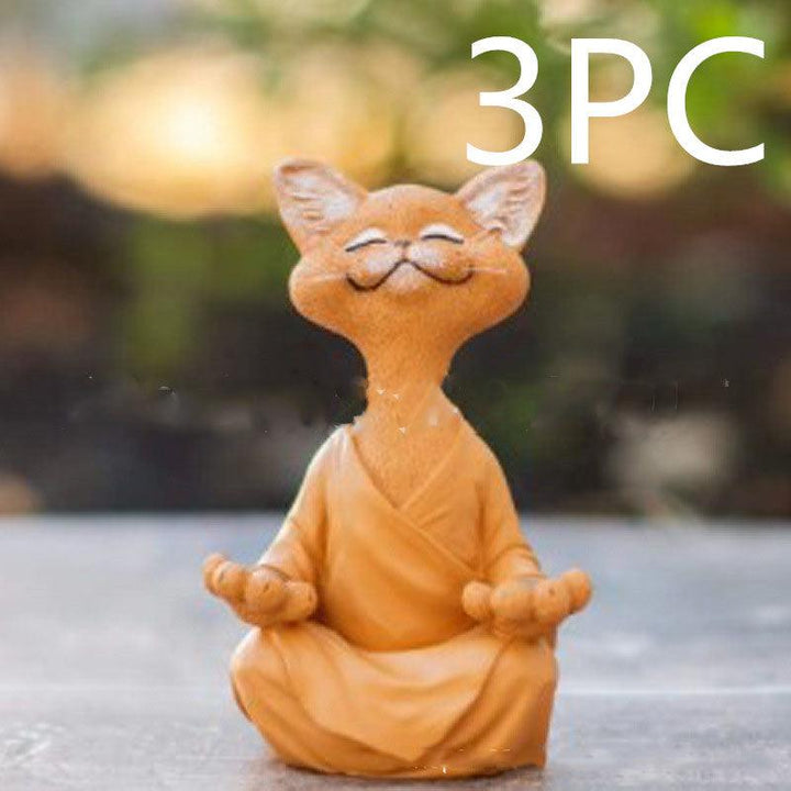 Legesyg Sort Buddha Kat Figur Meditation Yoga Samler Glad Kat Dekor Hjem Have Dekoration Have Ornament
