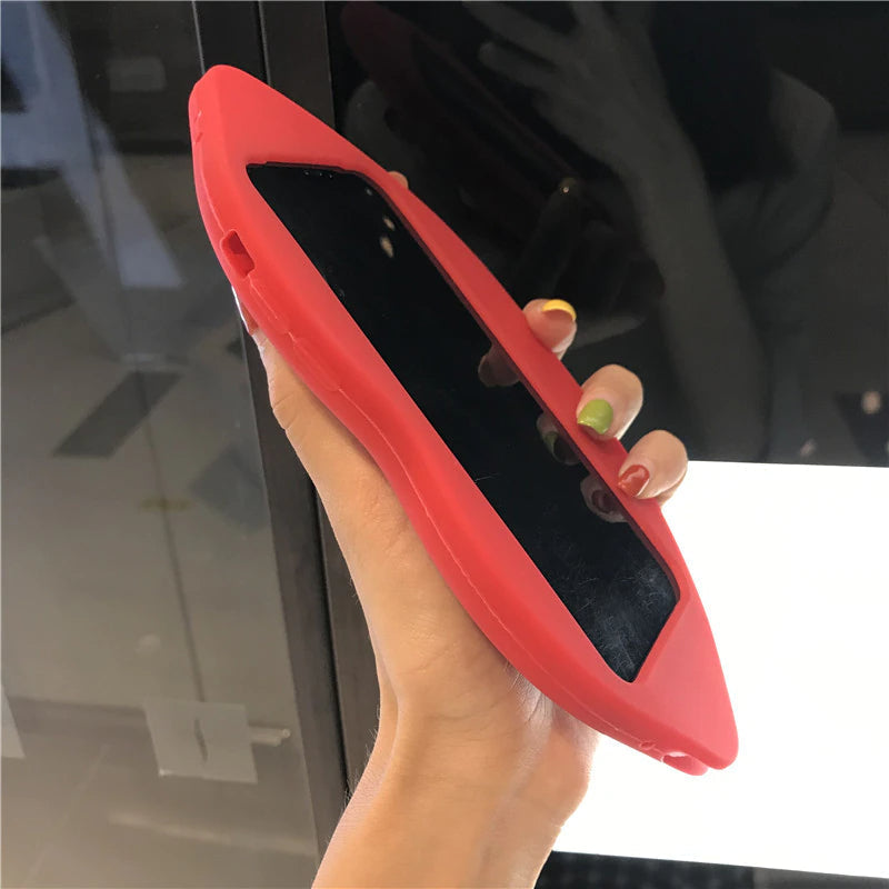 3D Store Røde Læbe Mund Kys Blød Silikone Skulder iPhone Covers