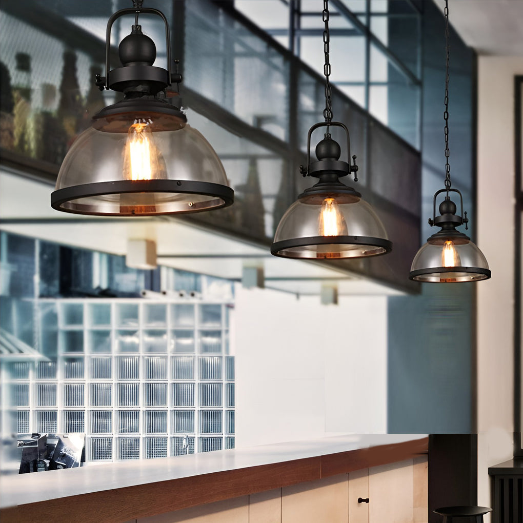 Antik Glas Jern Retro Industriel Kranse Pendel Loftlamper