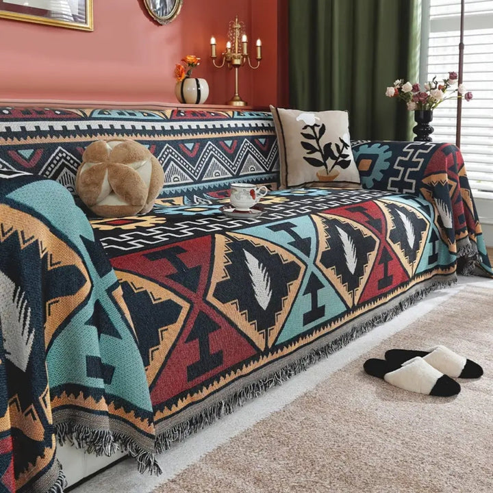Aztec Geometrisk Mønster Sofa Dække