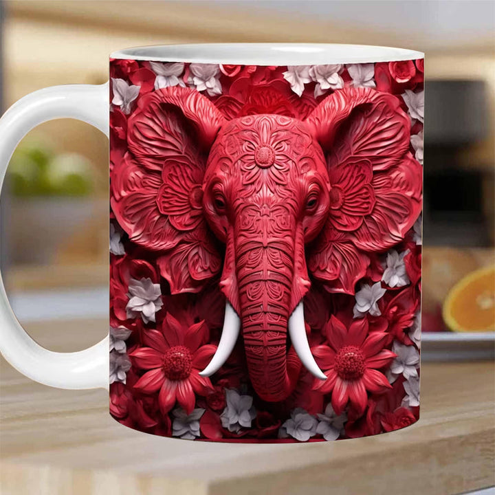 3D Elefant Blomster Krus