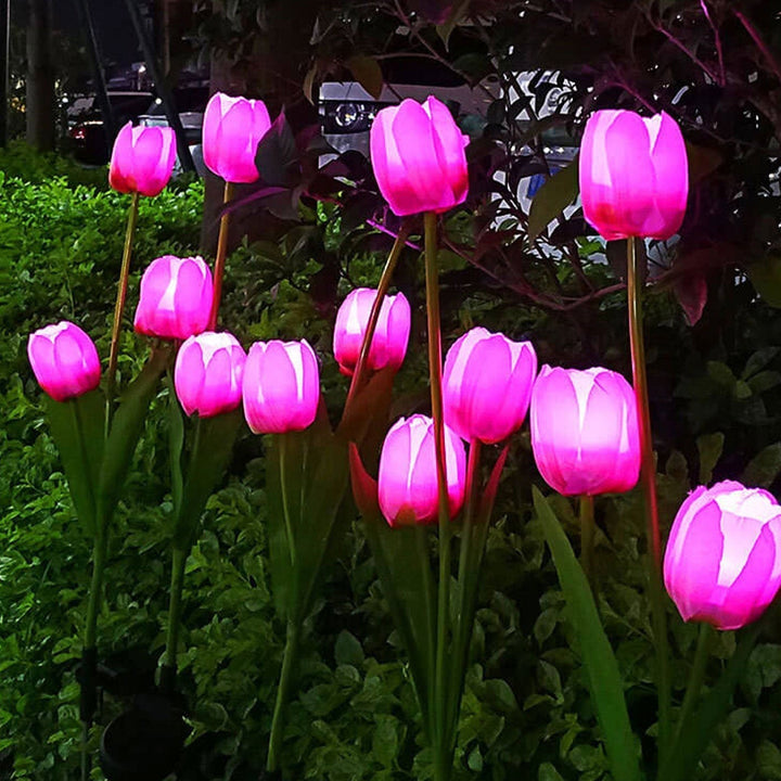 Solar Tulip Plænelampe Udendørs Have LED Tulipan Blomsterlampe Jordspyd Landskabsbelysning