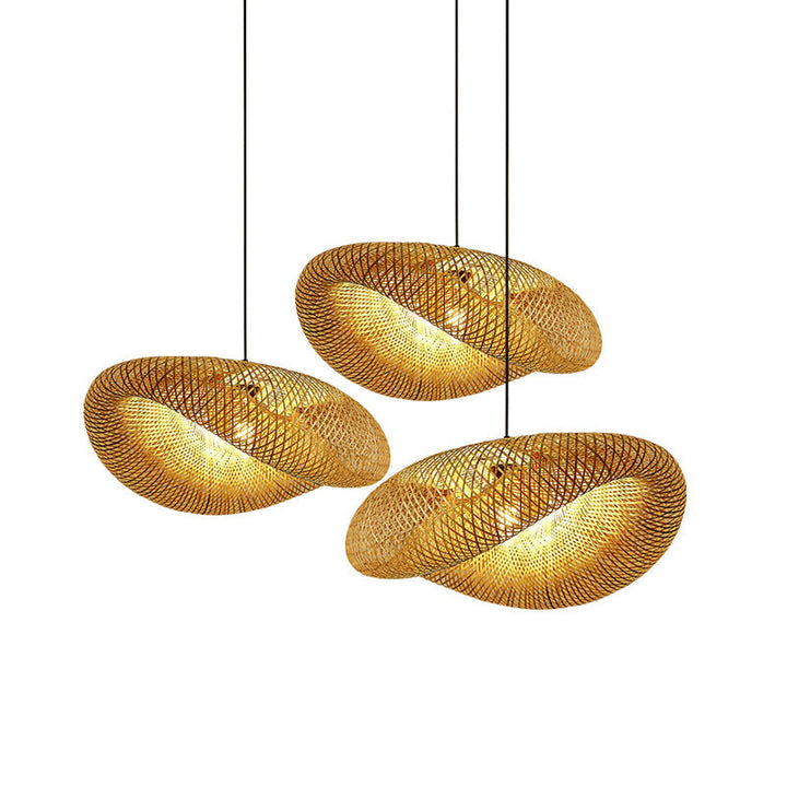 Rattan Vævet Bambus - Pendel Lys - Led - Lys