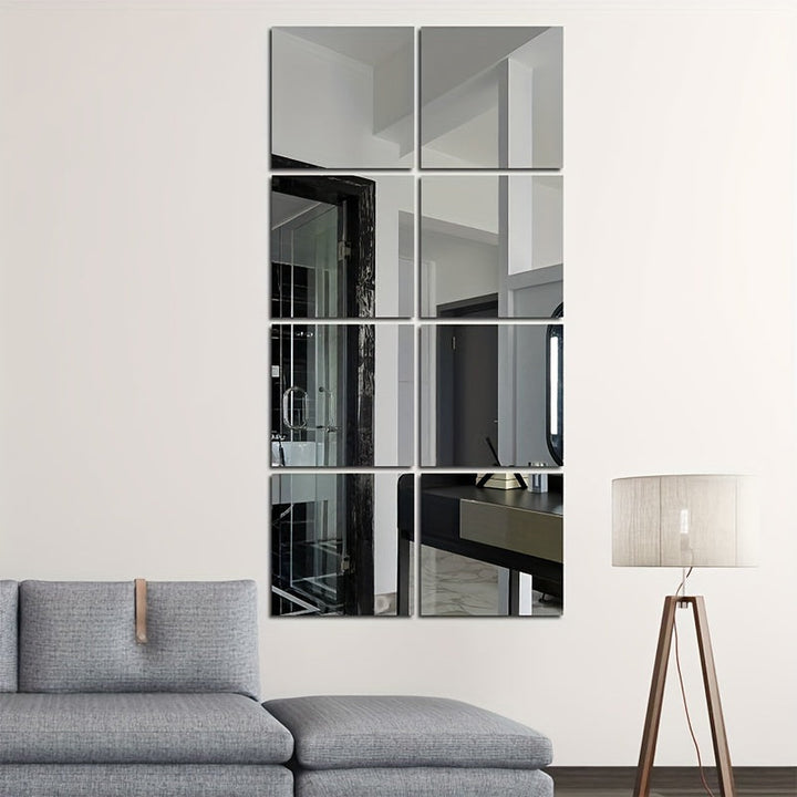 EleganceTiles - 8 Stilfulde Selvklebende Spej tiles til Hjemmedekoration