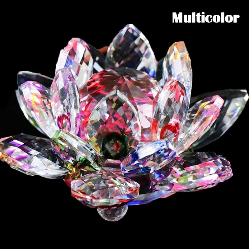 80Mm Kvarts Krystaller Lotus Blomst Håndværk Glas Fengshui Ornamenter Helbredende Krystaller Hjem Fest Wicca Dekor Yoga Gaver Souvenir