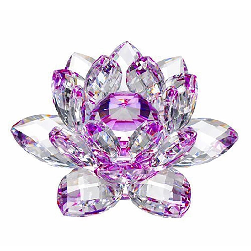80Mm Kvarts Krystaller Lotus Blomst Håndværk Glas Fengshui Ornamenter Helbredende Krystaller Hjem Fest Wicca Dekor Yoga Gaver Souvenir