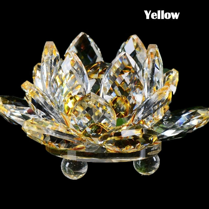 80Mm Kvarts Krystaller Lotus Blomst Håndværk Glas Fengshui Ornamenter Helbredende Krystaller Hjem Fest Wicca Dekor Yoga Gaver Souvenir