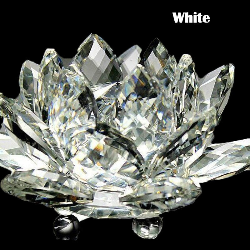 80Mm Kvarts Krystaller Lotus Blomst Håndværk Glas Fengshui Ornamenter Helbredende Krystaller Hjem Fest Wicca Dekor Yoga Gaver Souvenir