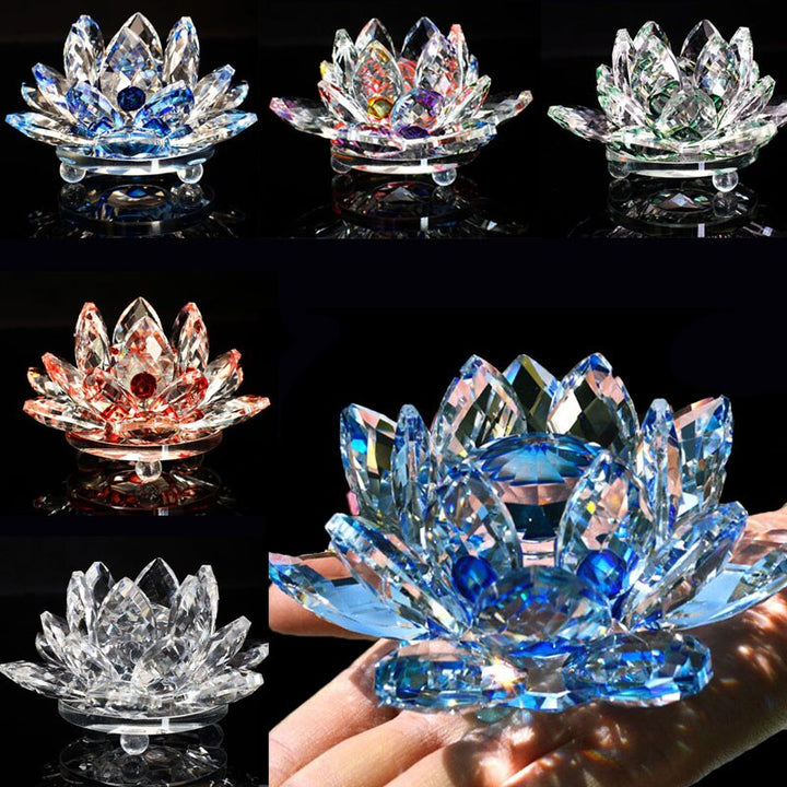 80Mm Kvarts Krystaller Lotus Blomst Håndværk Glas Fengshui Ornamenter Helbredende Krystaller Hjem Fest Wicca Dekor Yoga Gaver Souvenir