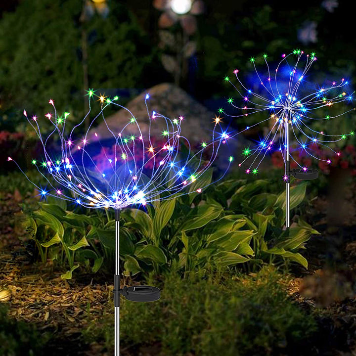 4 Stk Solenergi Fyrværkeri Havebelysning - Vejrbestandig LED Dekorativ Belysning, Solenergi til Have og Terrasse