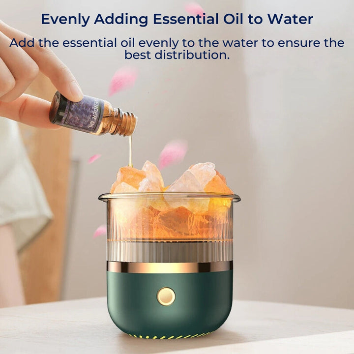 SereniGlow Krystal Salt Luftfugter | USB Aroma Diffuser – Nattelys &amp; Luftrenser – Til Afslapning, Stressaflastning &amp; Forbedret Luftkvalitet