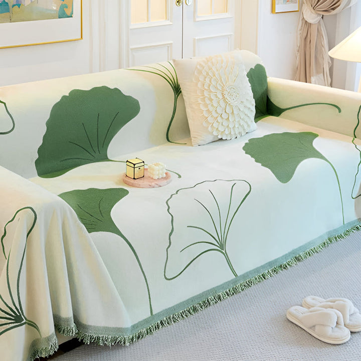 Pastoral Stil Ginkgo Blad Sofa Dække