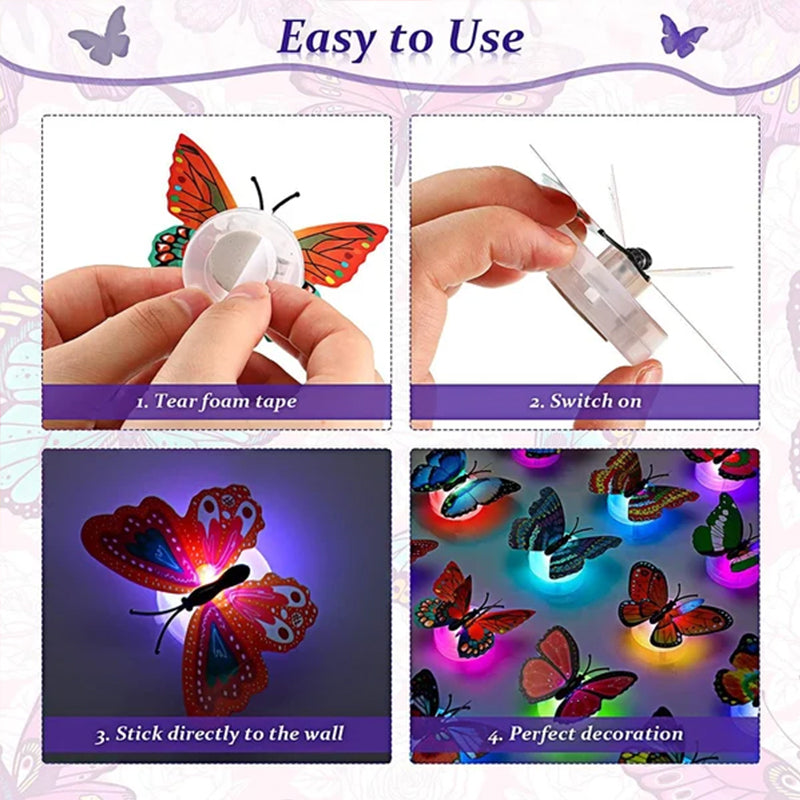 3D LED Sommerfugl Dekoration Natlys