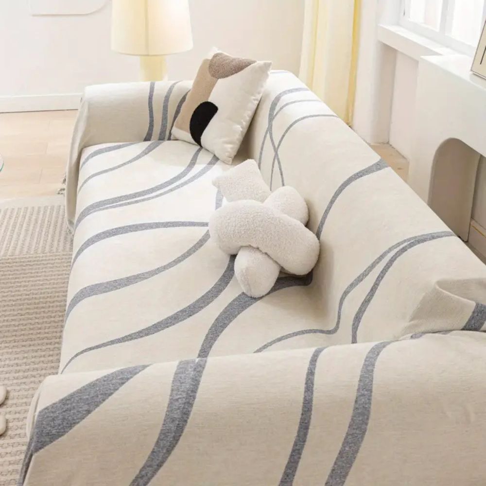 Bølge Linjer Chenille Sofa Betræk