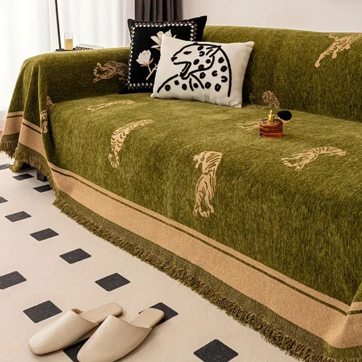 Safari Tiger Chenille Sofa Dækken