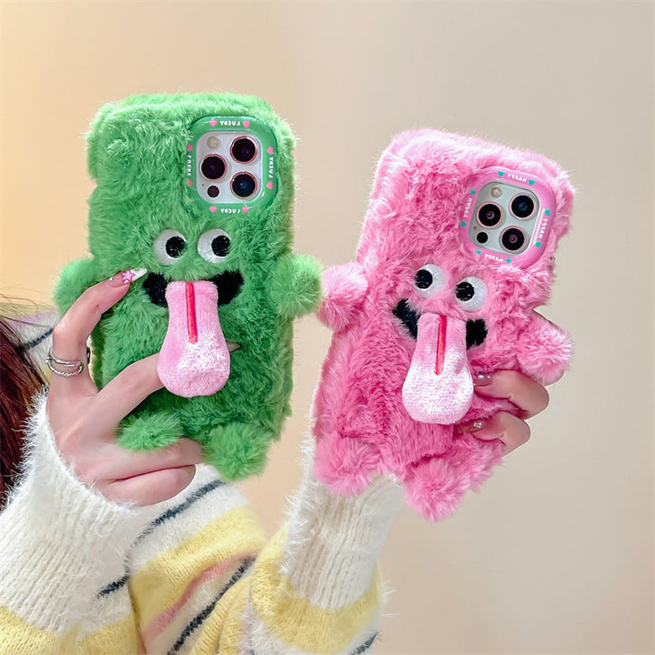 Sjovt Tunge Stikkende Plush Telefon Etui Til iPhone