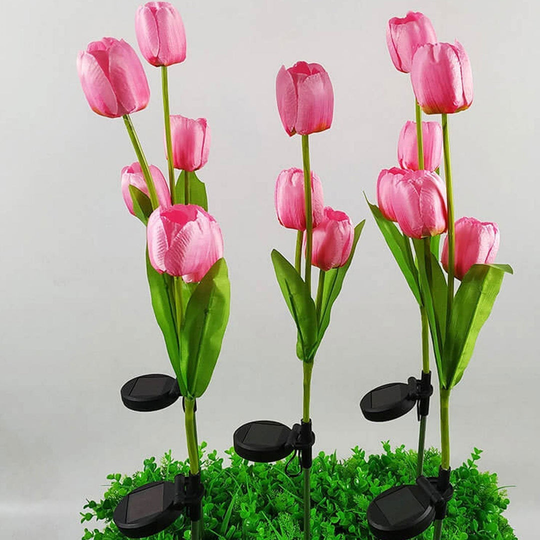Solar Tulip Plænelampe Udendørs Have LED Tulipan Blomsterlampe Jordspyd Landskabsbelysning