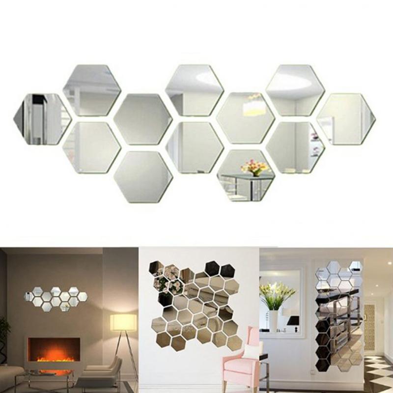 Hexagonal Spejl Vægklistermærke